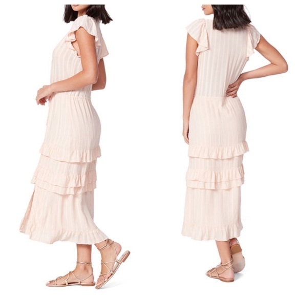 NWT PAIGE Dress Illyria Blush Color Midi Dress with ruffles Size M - Picture 2 of 14
